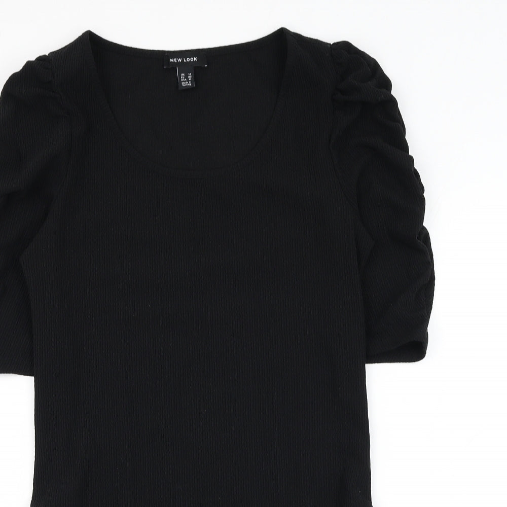 New Look Womens Black Polyester Bodysuit One-Piece Size 14 Hook & Loop