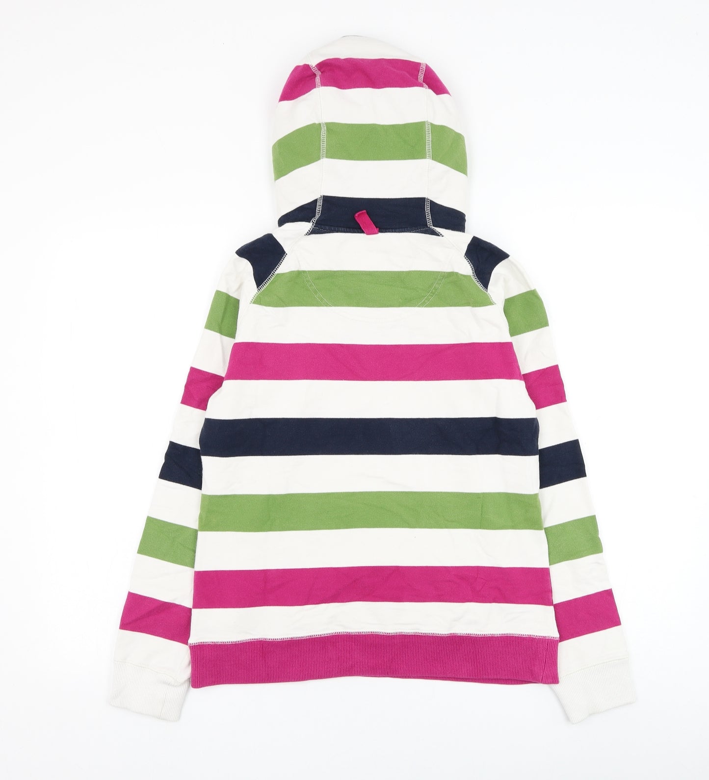 Joules Womens White Striped Cotton Pullover Hoodie Size 10 Pullover
