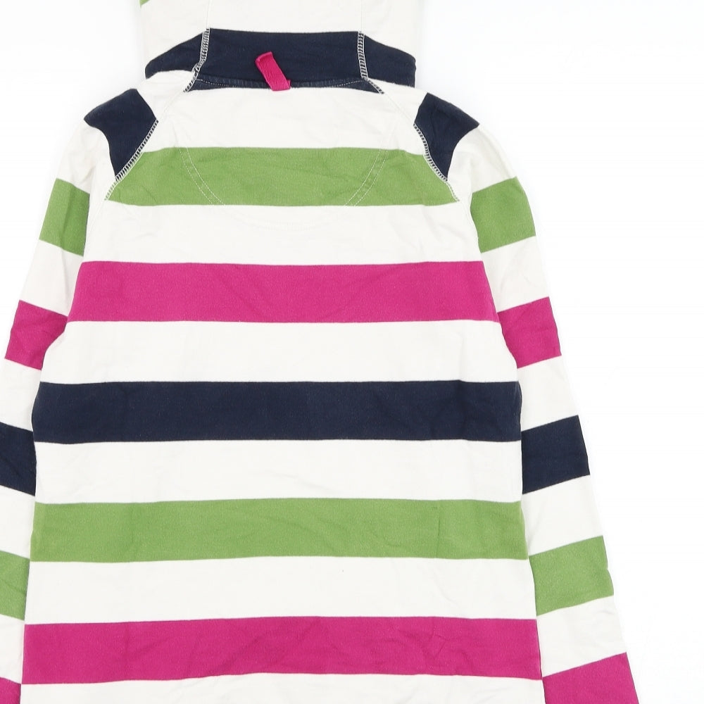 Joules Womens White Striped Cotton Pullover Hoodie Size 10 Pullover