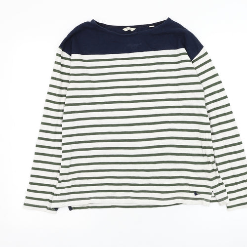 Jack Wills Womens White Round Neck Striped Cotton Pullover Jumper Size 6