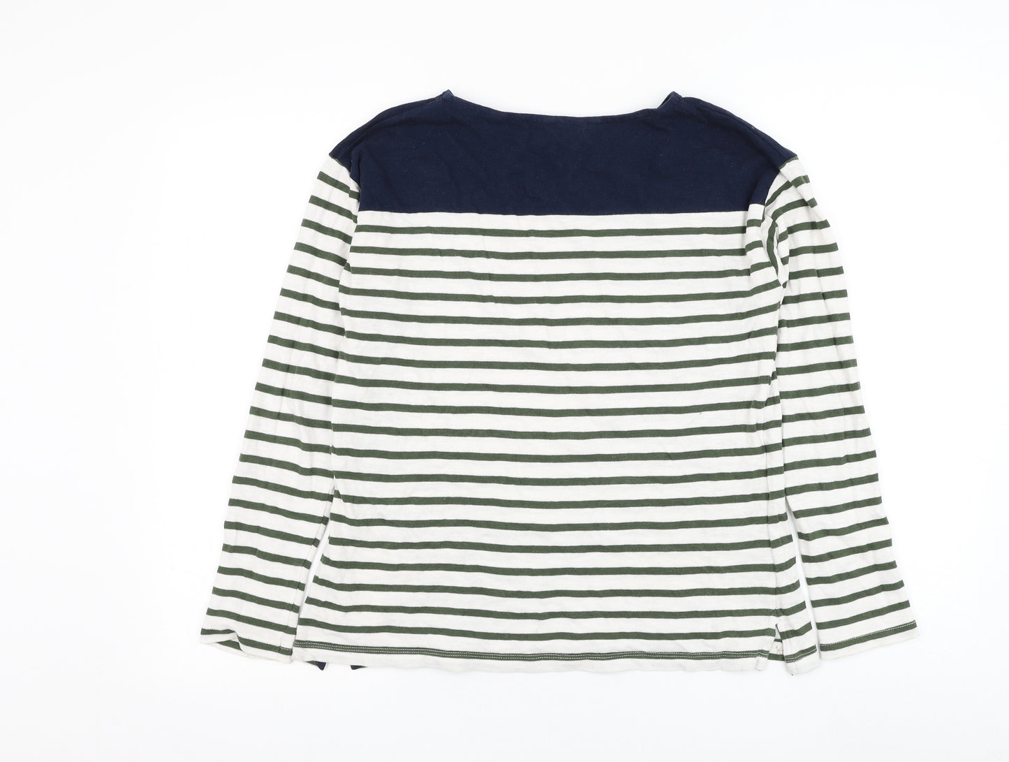 Jack Wills Womens White Round Neck Striped Cotton Pullover Jumper Size 6
