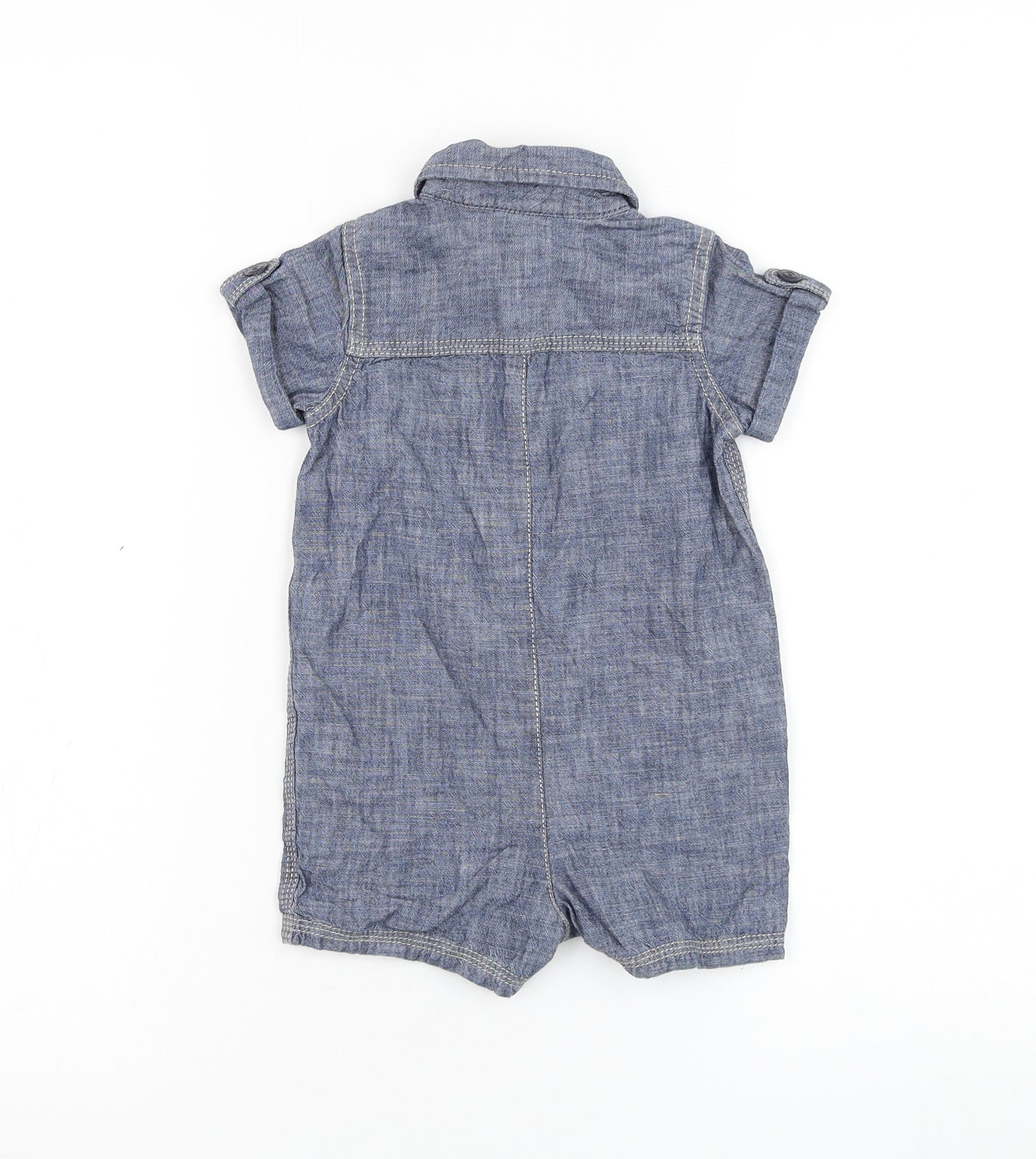 Gap Boys Blue Cotton Babygrow One-Piece Size 6-9 Months Button - Bear