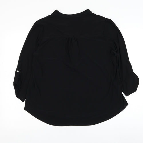Wallis Womens Black Polyester Basic Blouse Size M V-Neck