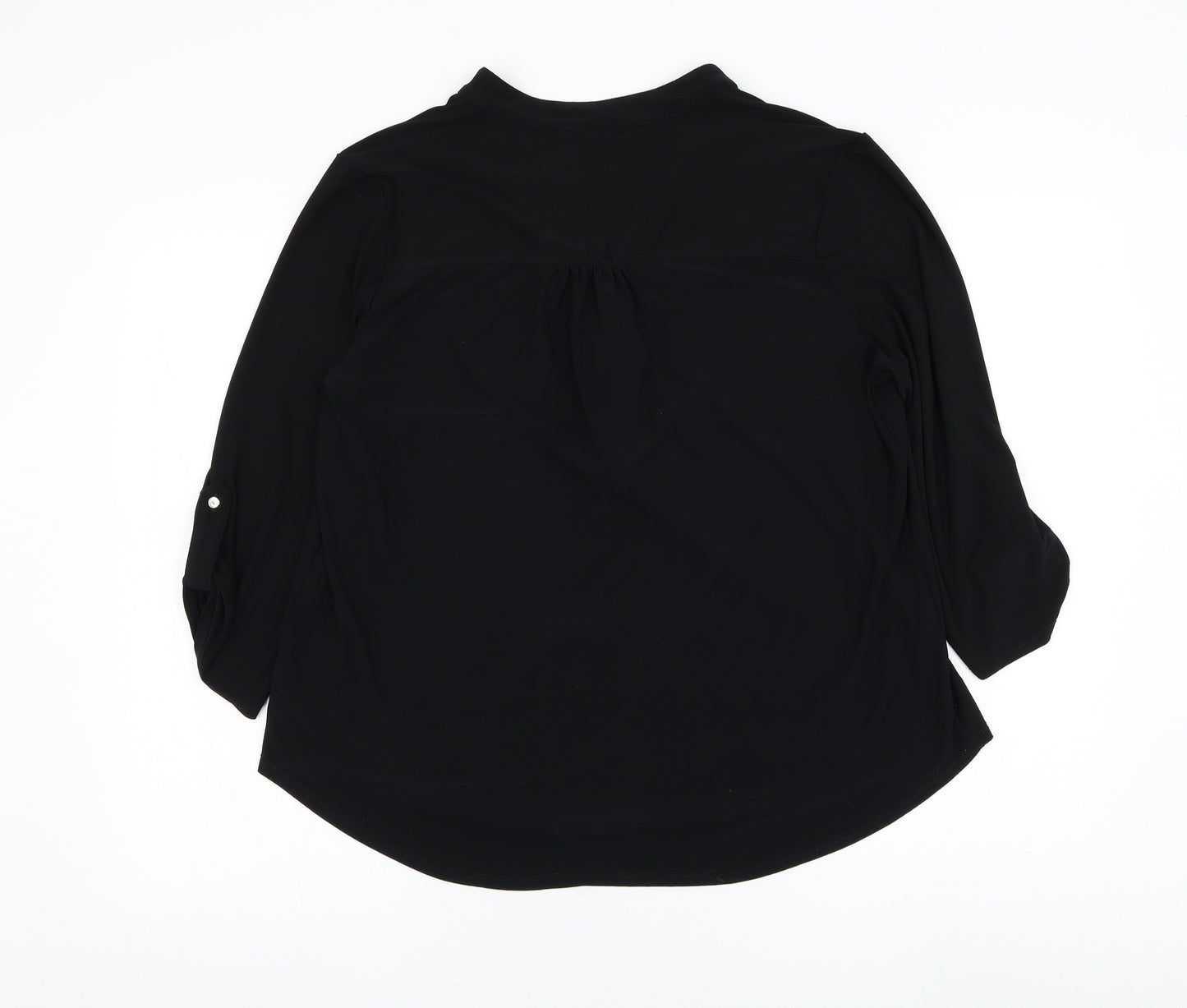 Wallis Womens Black Polyester Basic Blouse Size M V-Neck