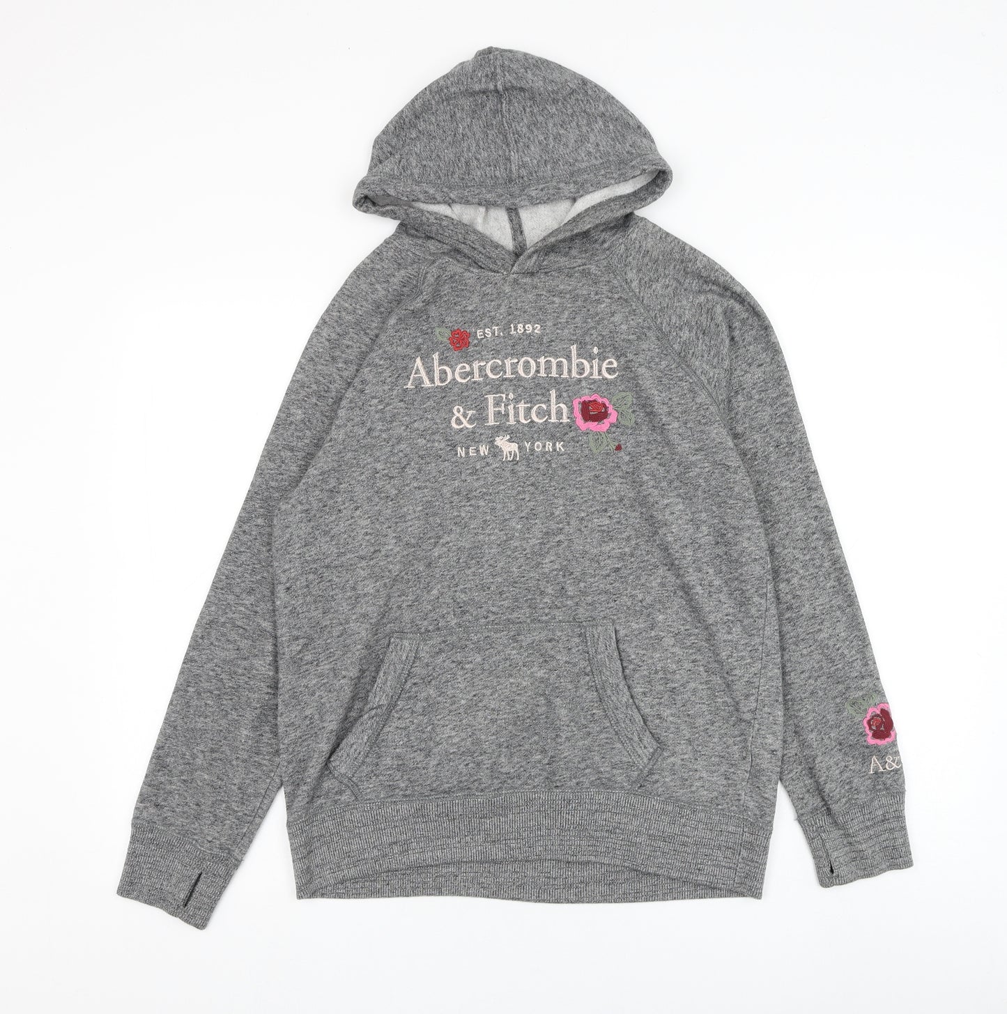 Abercrombie & Fitch Girls Grey Cotton Pullover Hoodie Size 13-14 Years Pullover