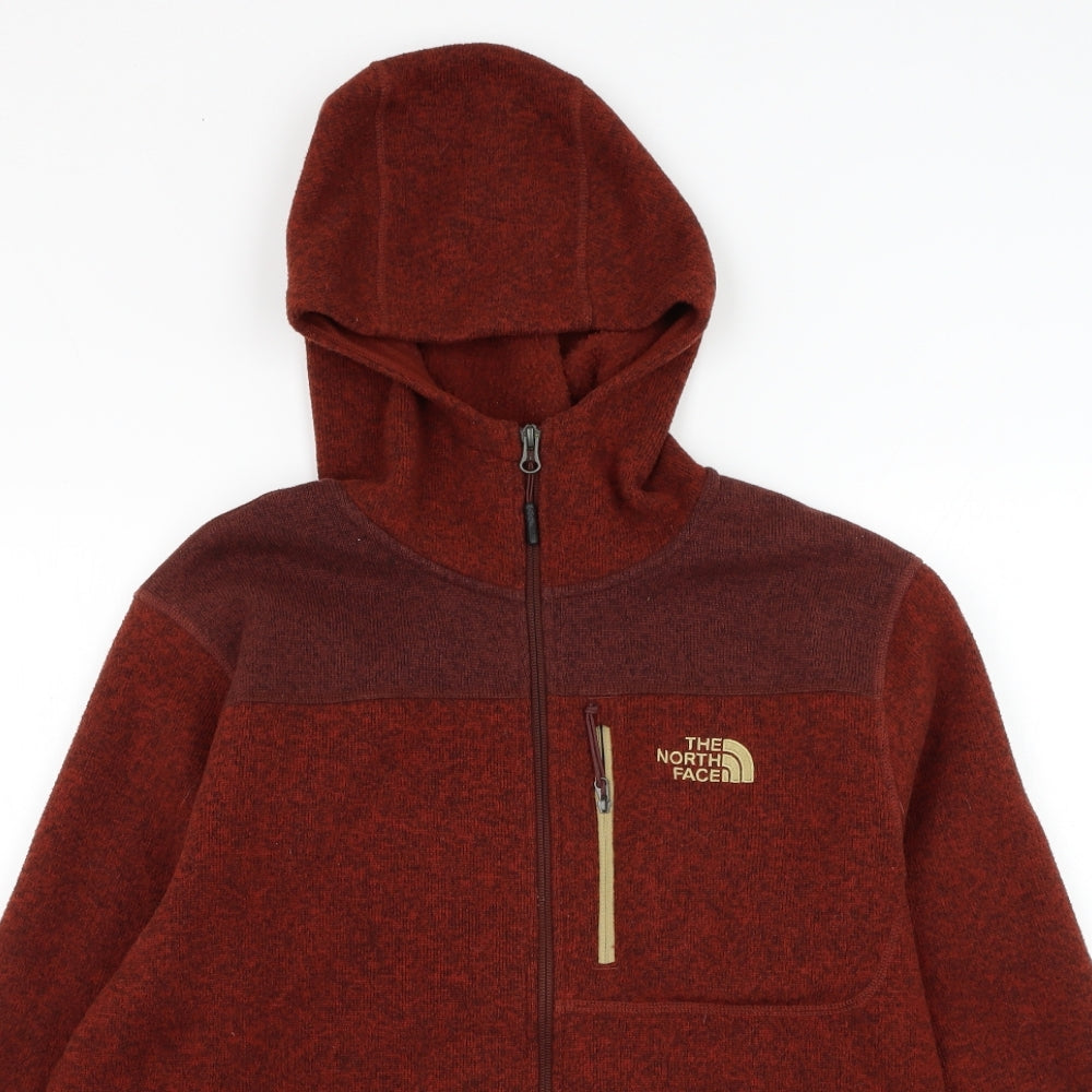 The North Face Mens Red Polyester Full Zip Hoodie Size L