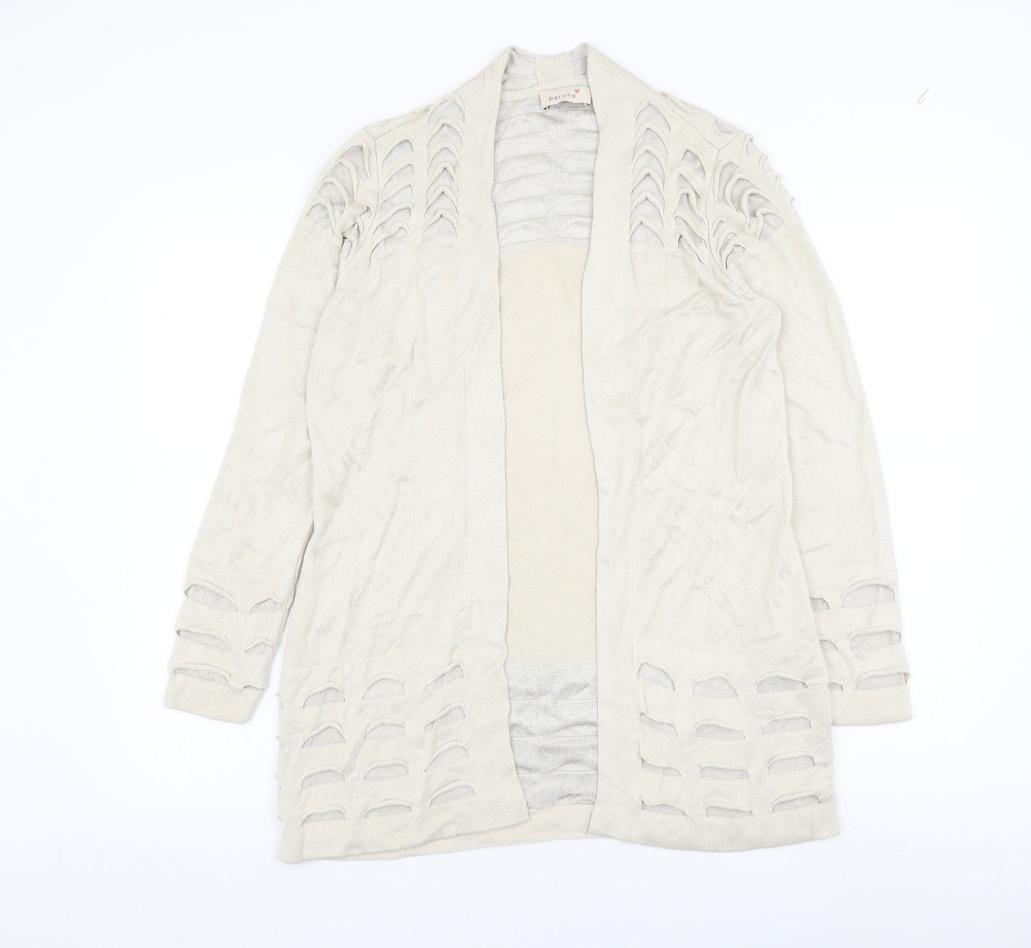 Marks and Spencer Womens Beige Square Neck Viscose Cardigan Jumper Size 10