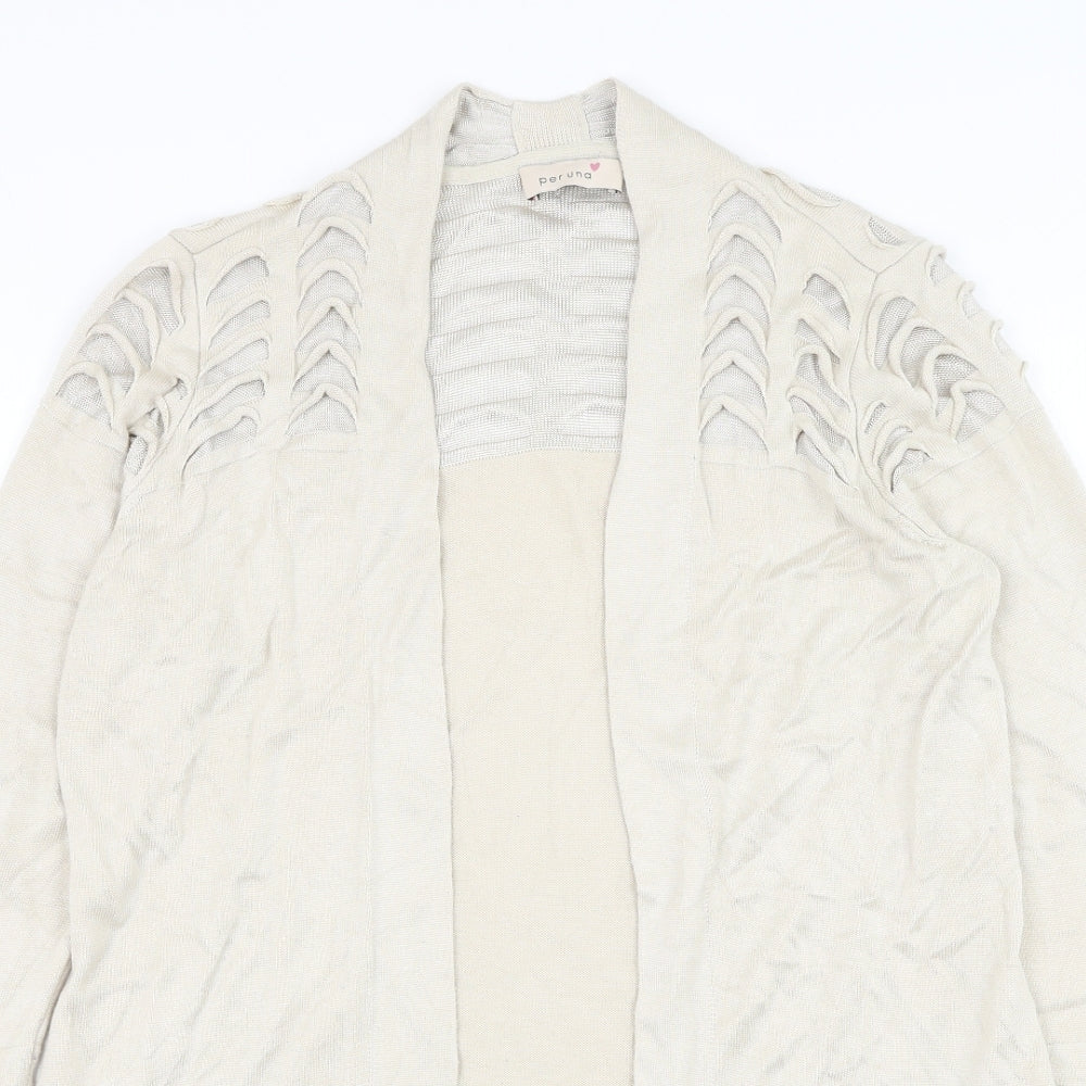 Marks and Spencer Womens Beige Square Neck Viscose Cardigan Jumper Size 10