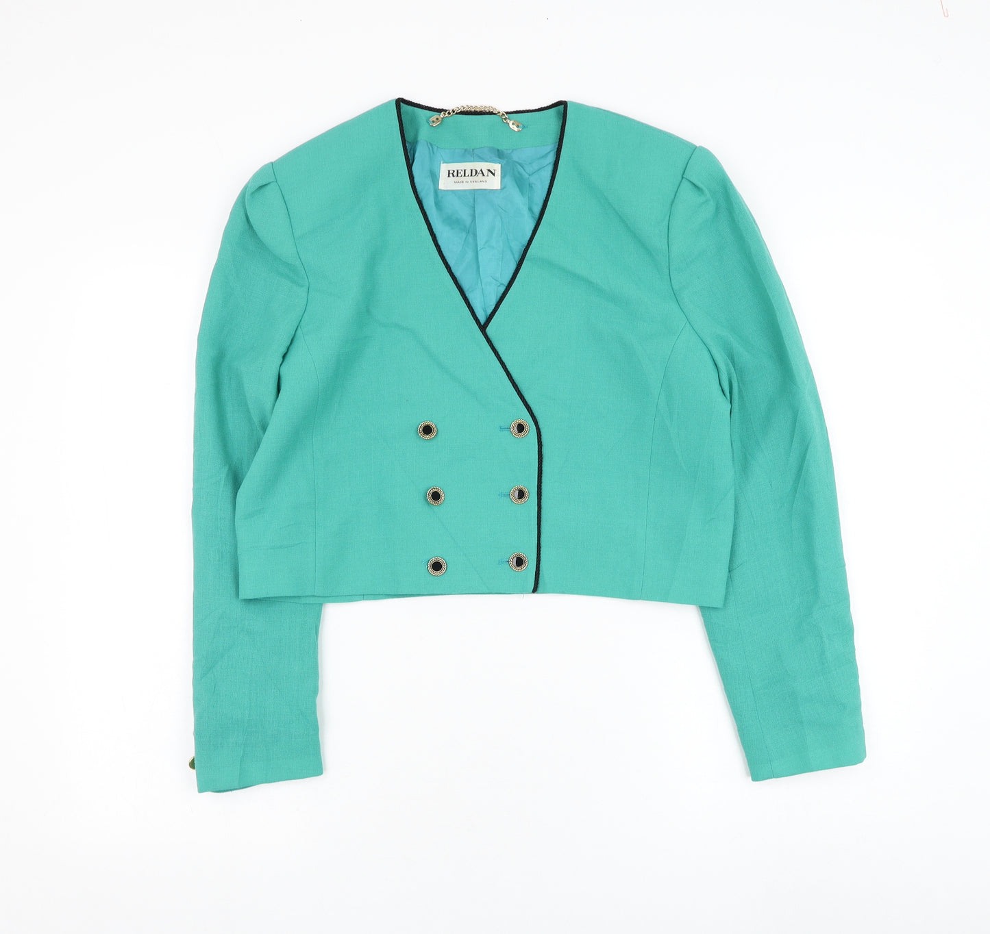Reldan Womens Green Jacket Blazer Size 14 Button