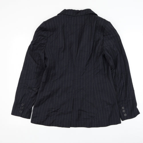 Marks and Spencer Womens Blue Striped Jacket Blazer Size 12 Button