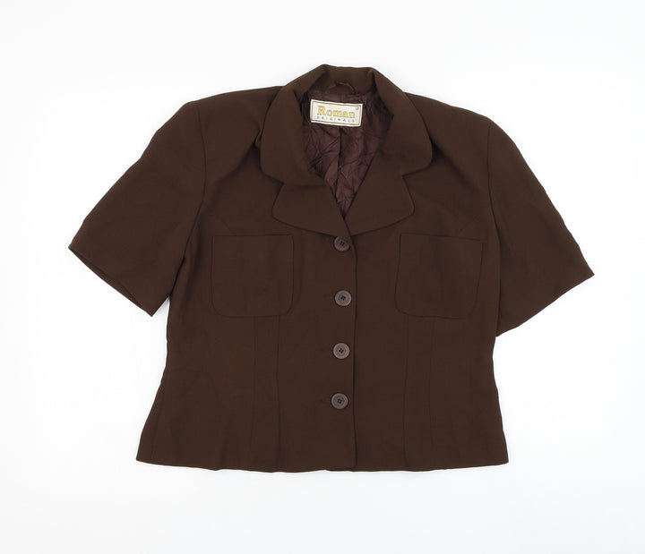 Roman Womens Brown Jacket Blazer Size 12 Button