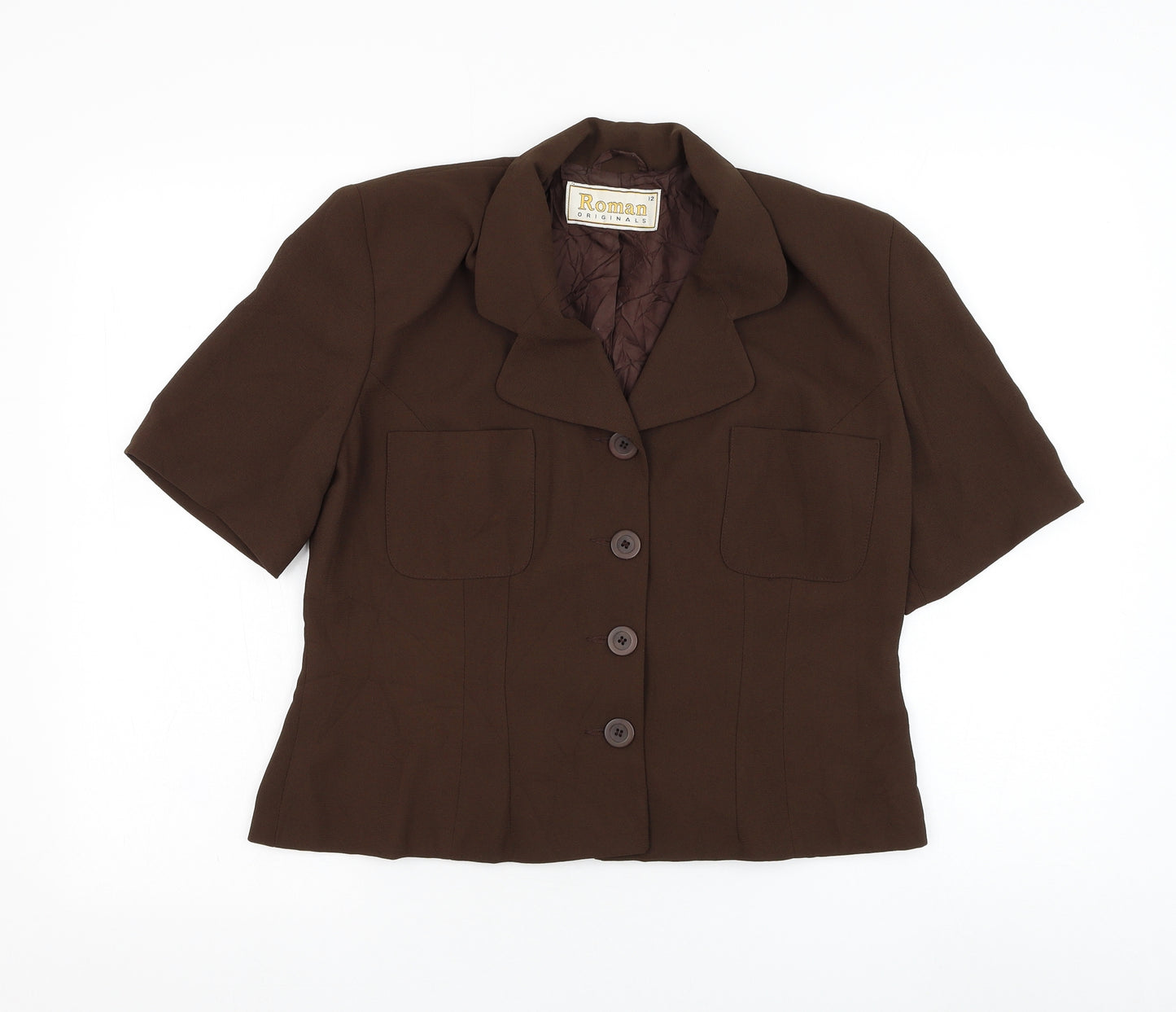 Roman Womens Brown Jacket Blazer Size 12 Button