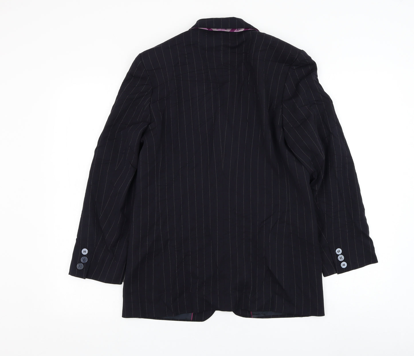 Marks and Spencer Womens Blue Striped Kimono Blazer Size 12 Button