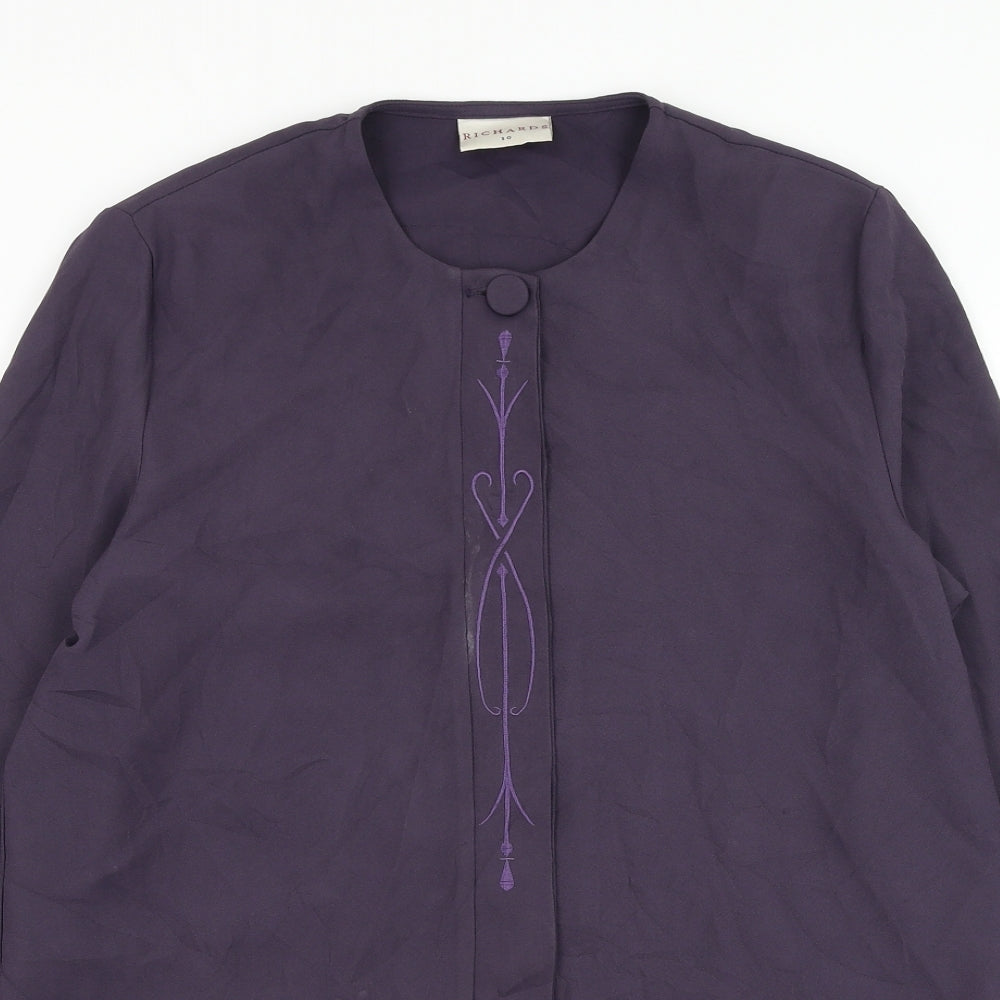 Richards Womens Purple Jacket Blazer Size 10 Button
