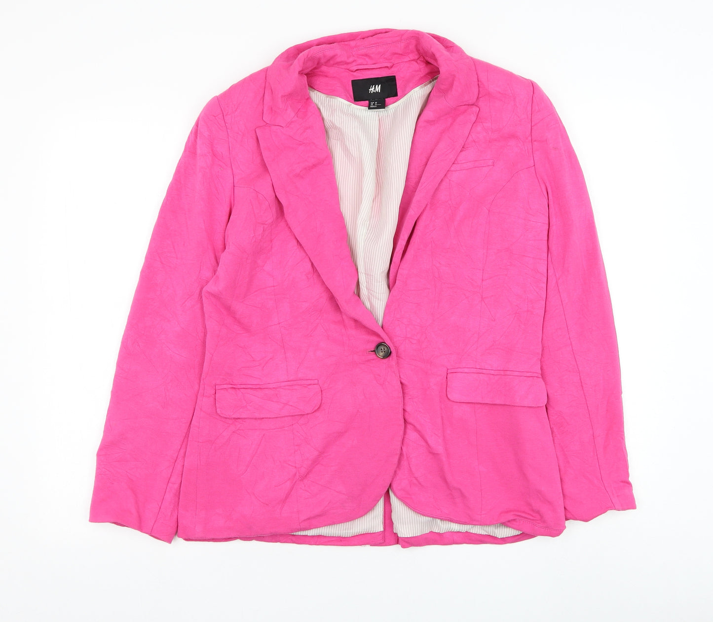 H&M Womens Pink Jacket Blazer Size 14 Button