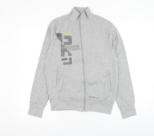Front view of Crazy Kids boys’ grey cotton full zip sweatshirt, size 12, years zip