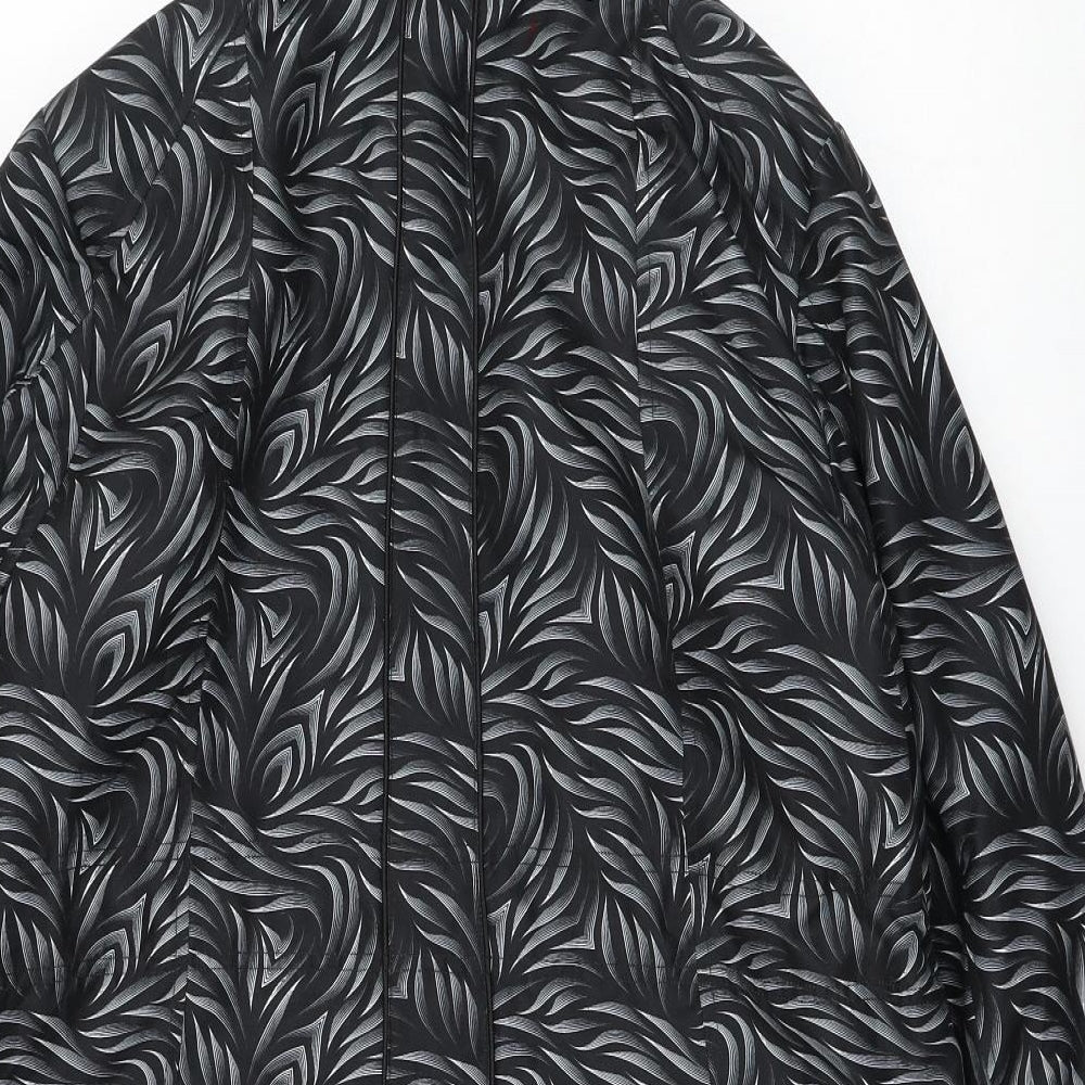 Klass Womens Black Floral Parka Coat Size M Zip