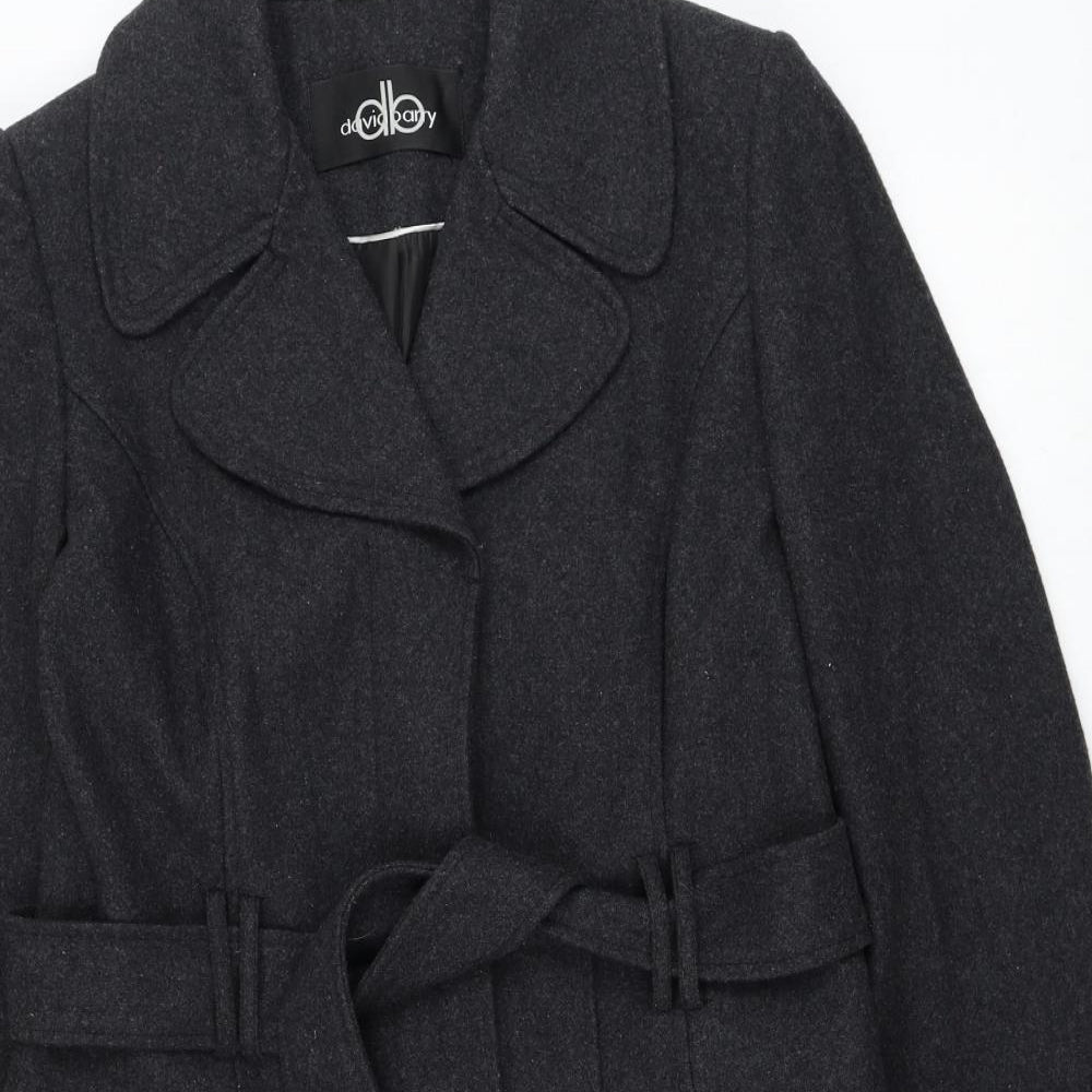 David Barry Womens Grey Overcoat Coat Size 14 Button