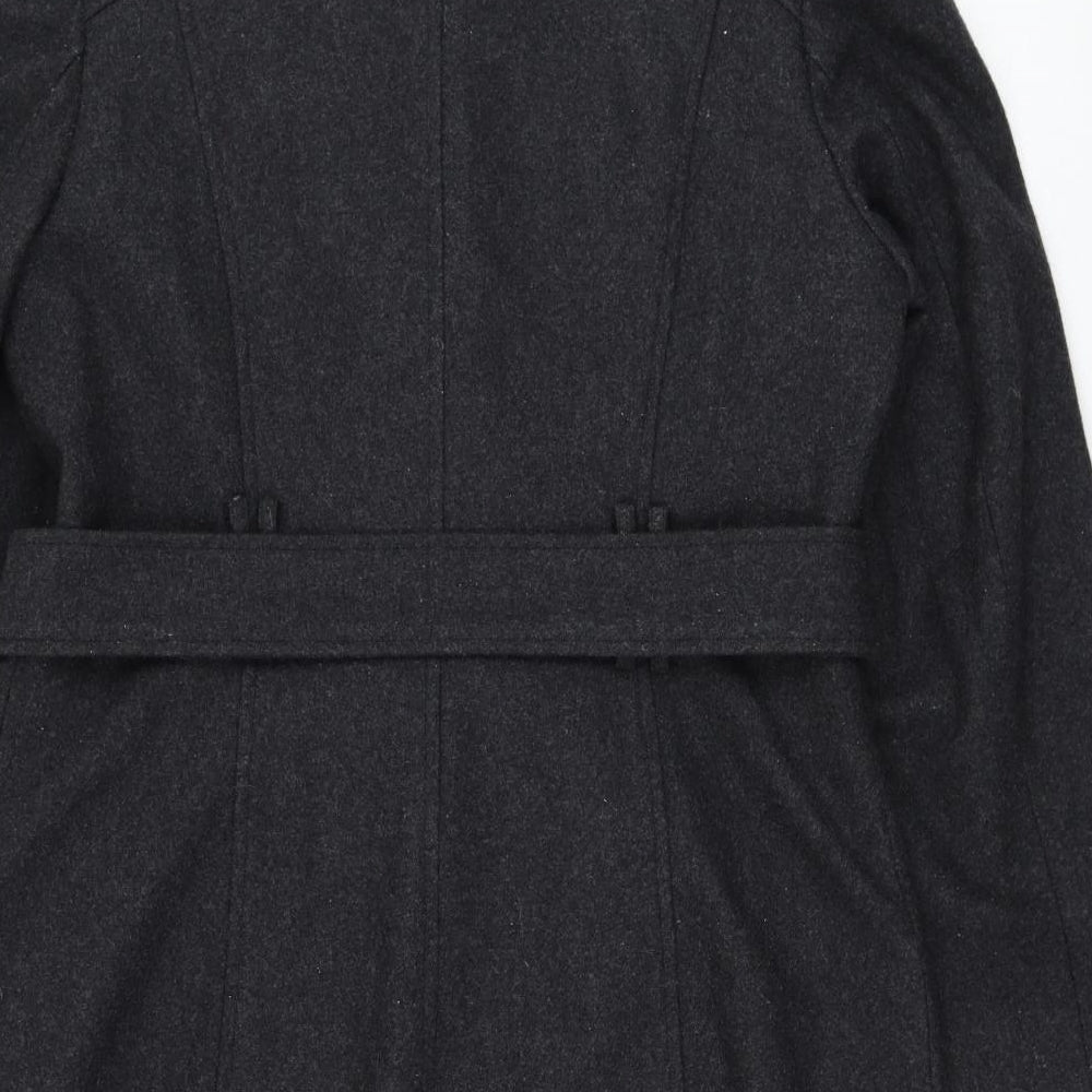 David Barry Womens Grey Overcoat Coat Size 14 Button