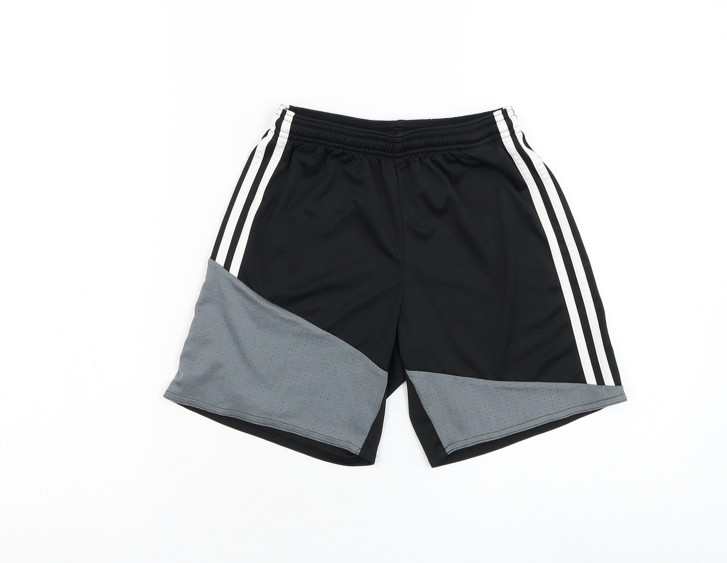 adidas Boys Black Polyester Sweat Shorts Size 9-10 Years Regular Drawstring