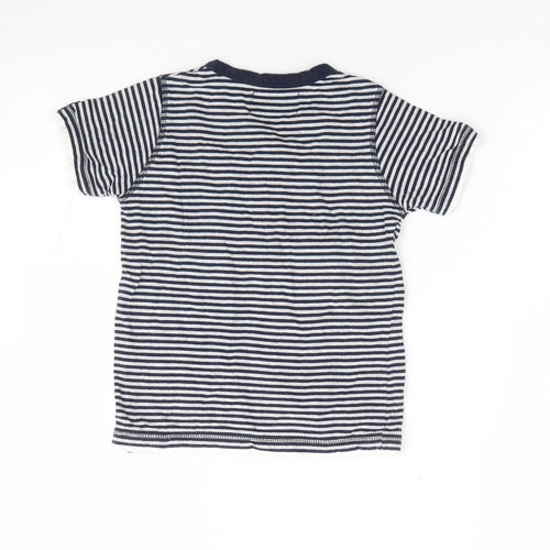 Soul & glory Boys Blue Striped Polyester Jersey T-Shirt Size 3-4 Years V-Neck Pullover