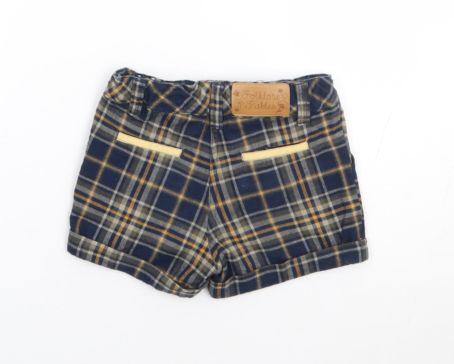 Dunnes Boys Blue Plaid Cotton Chino Shorts Size 5 Years Regular Zip