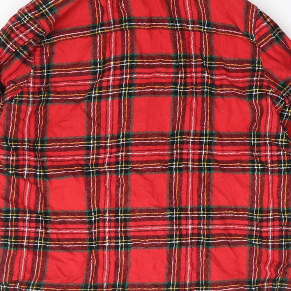 NEXT Boys Red Plaid 100% Cotton Jersey Button-Up Size 7 Years Collared Button
