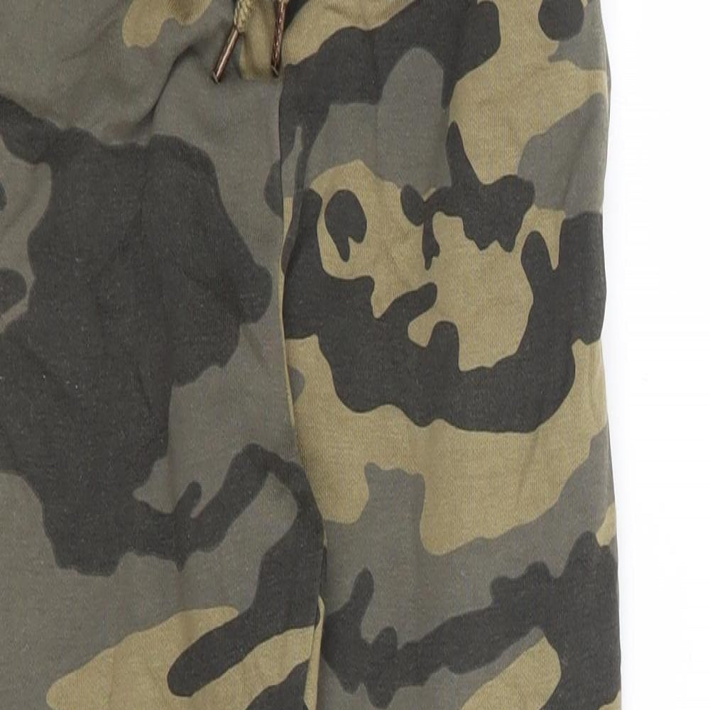 NEXT Boys Green Camouflage Cotton Jogger Trousers Size 8 Years Regular Drawstring