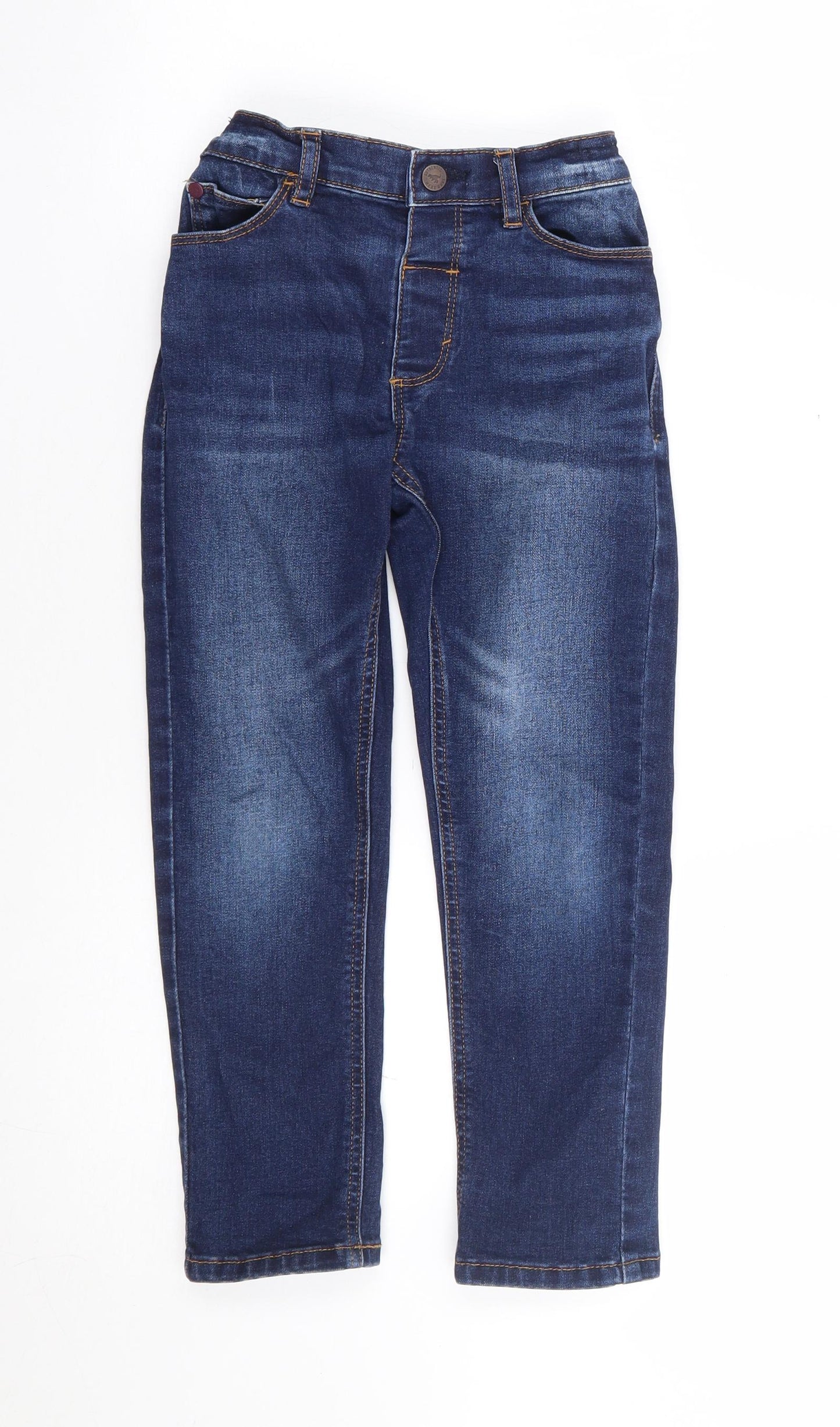 NEXT Boys Blue Cotton Skinny Jeans Size 5-6 Years Regular Snap - Dinosaur