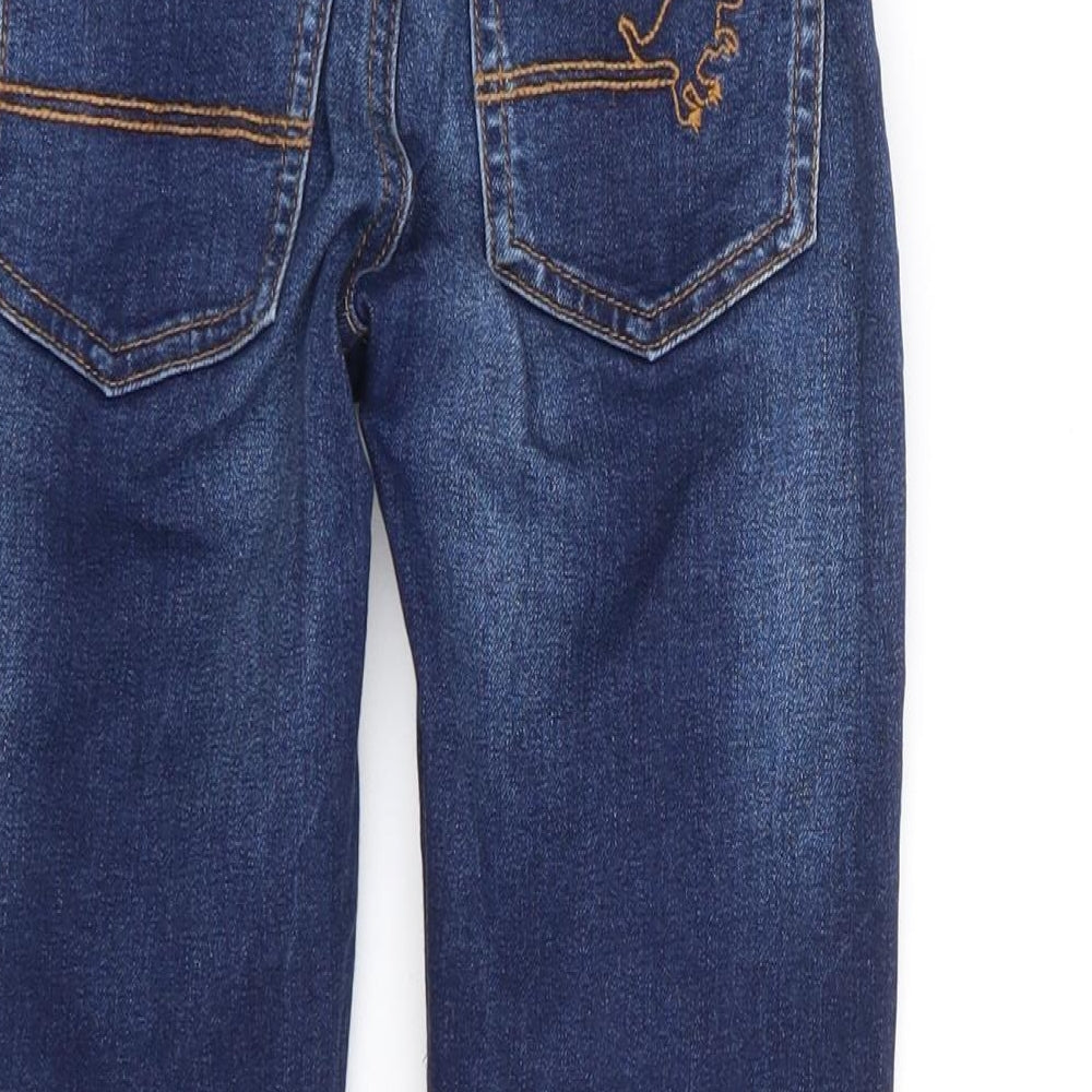 NEXT Boys Blue Cotton Skinny Jeans Size 5-6 Years Regular Snap - Dinosaur