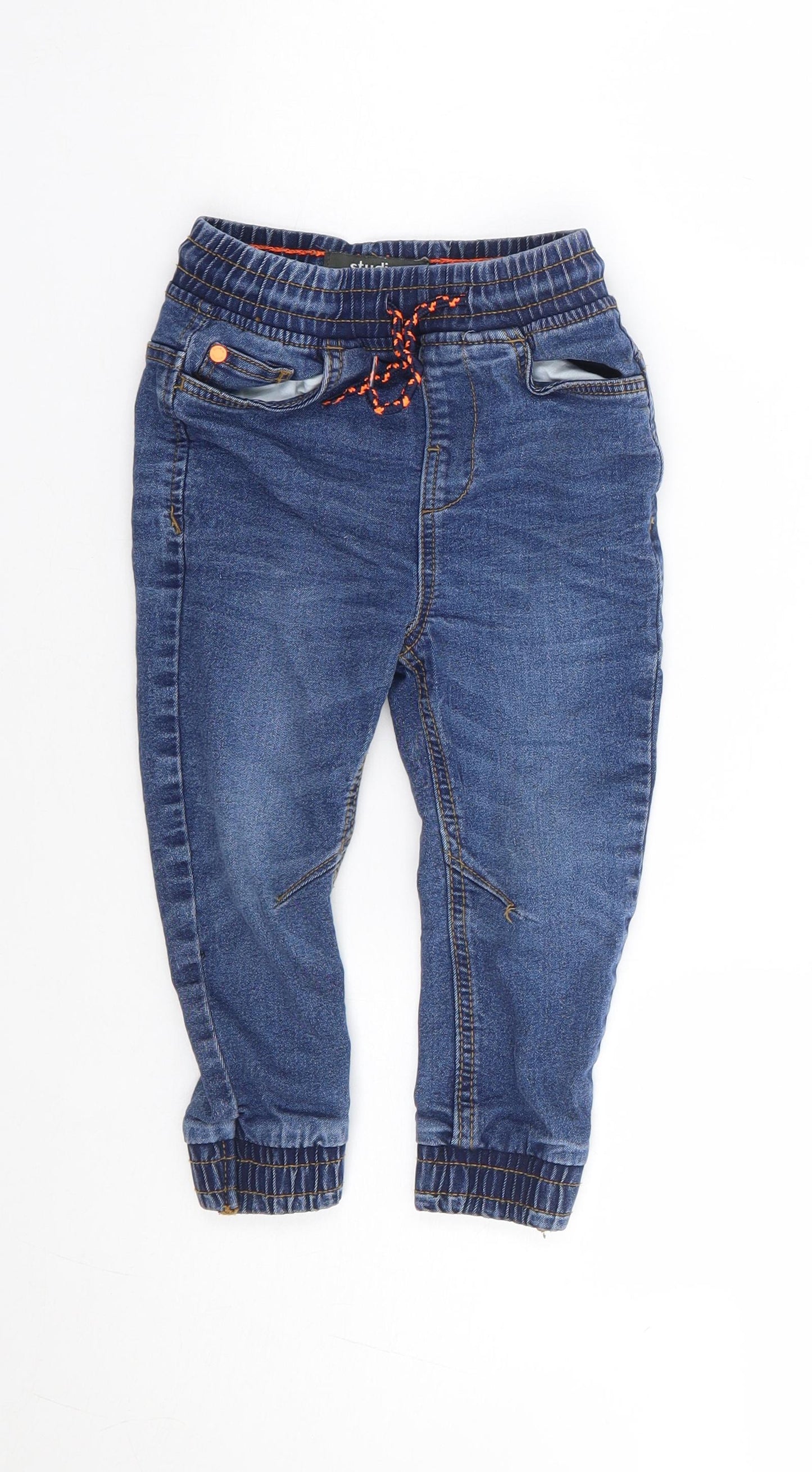 Studio Boys Blue Cotton Jogger Jeans Size 18-24 Months Drawstring