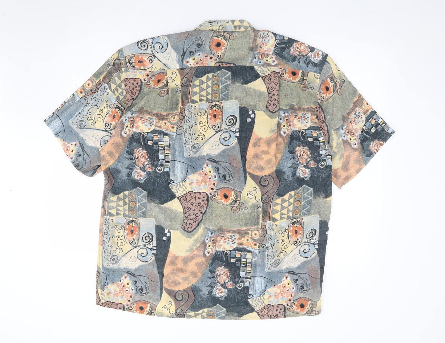 Nicole Matsuda Mens Multicoloured Geometric Polyester Button-Up Size L Collared Button