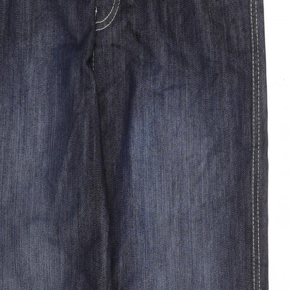 Crosshatch Mens Blue Cotton Straight Jeans Size 32 L33 in Regular Button