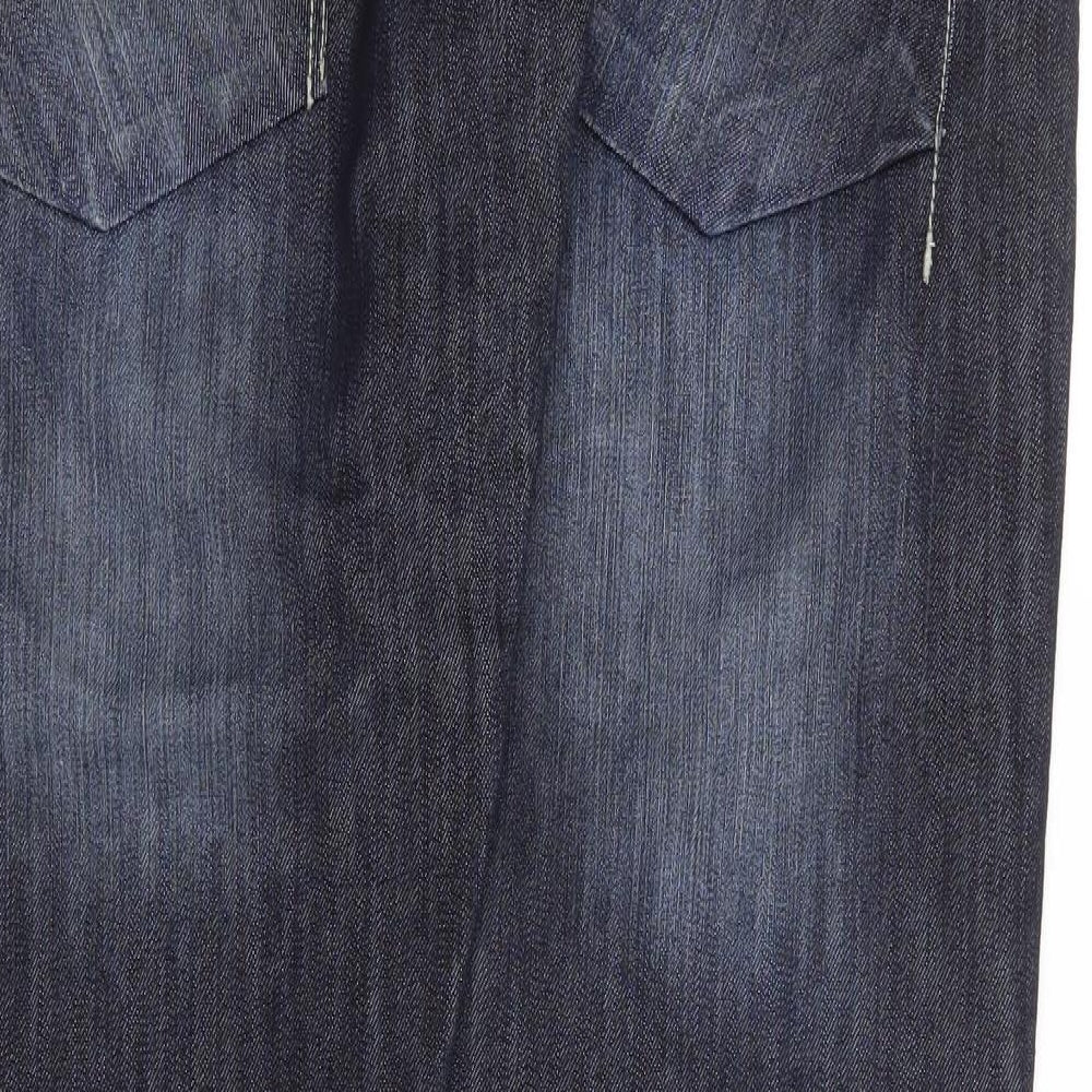 Crosshatch Mens Blue Cotton Straight Jeans Size 32 L33 in Regular Button