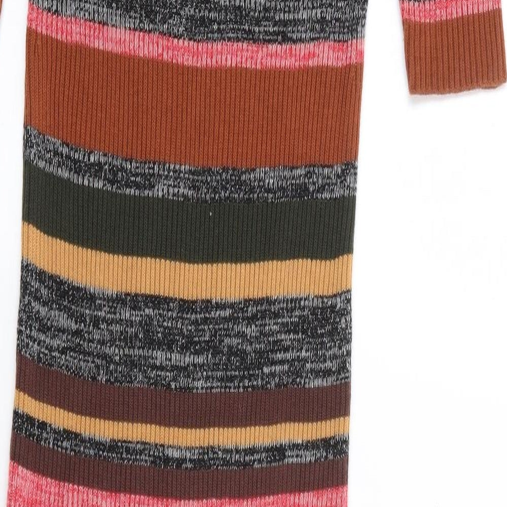 Topshop Womens Multicoloured Striped Acrylic Jumper Dress Size S Crew Neck Pullover