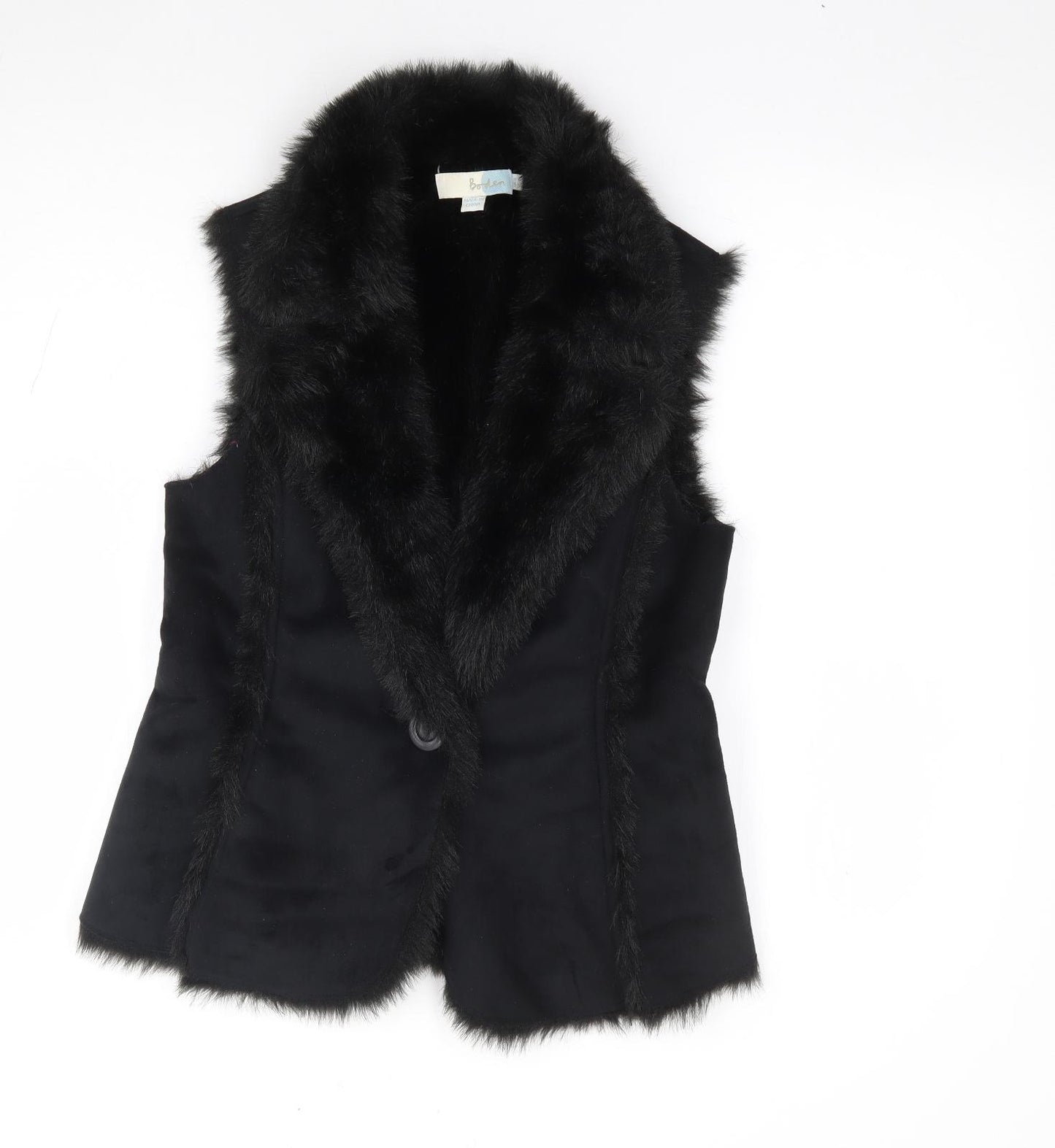 Boden Womens Black Gilet Coat Size 8 Button