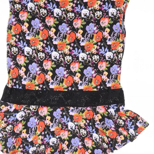 George Womens Multicoloured Floral Viscose Jersey Tank Size 12 Round Neck