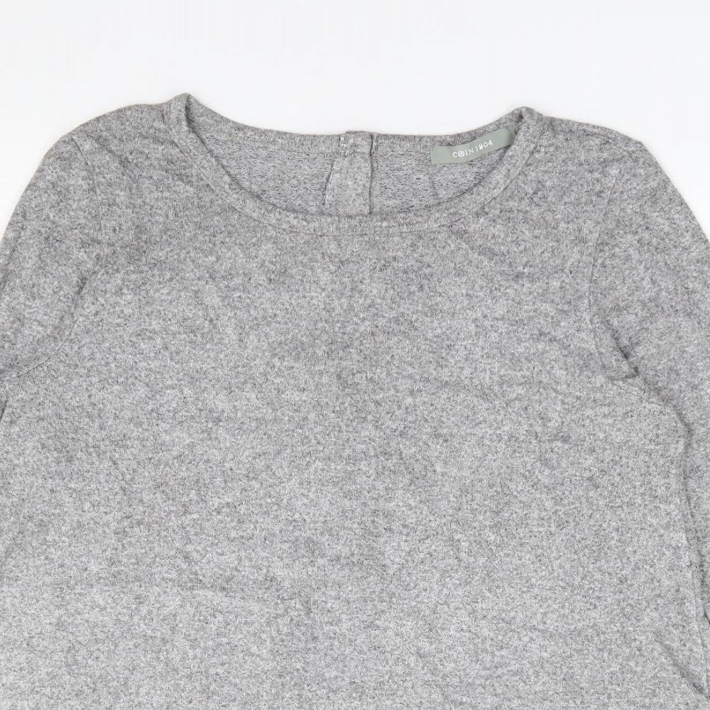 COIN 1804 Womens Grey Round Neck Rayon Tunic Jumper Size XL
