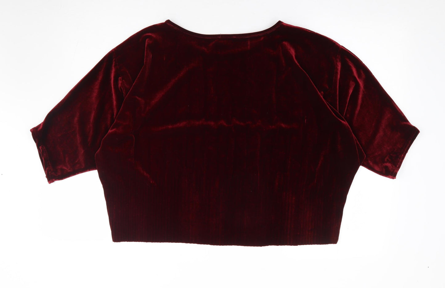 New Feeling Paris Womens Red Polyester Jersey Blouse Size M Round Neck