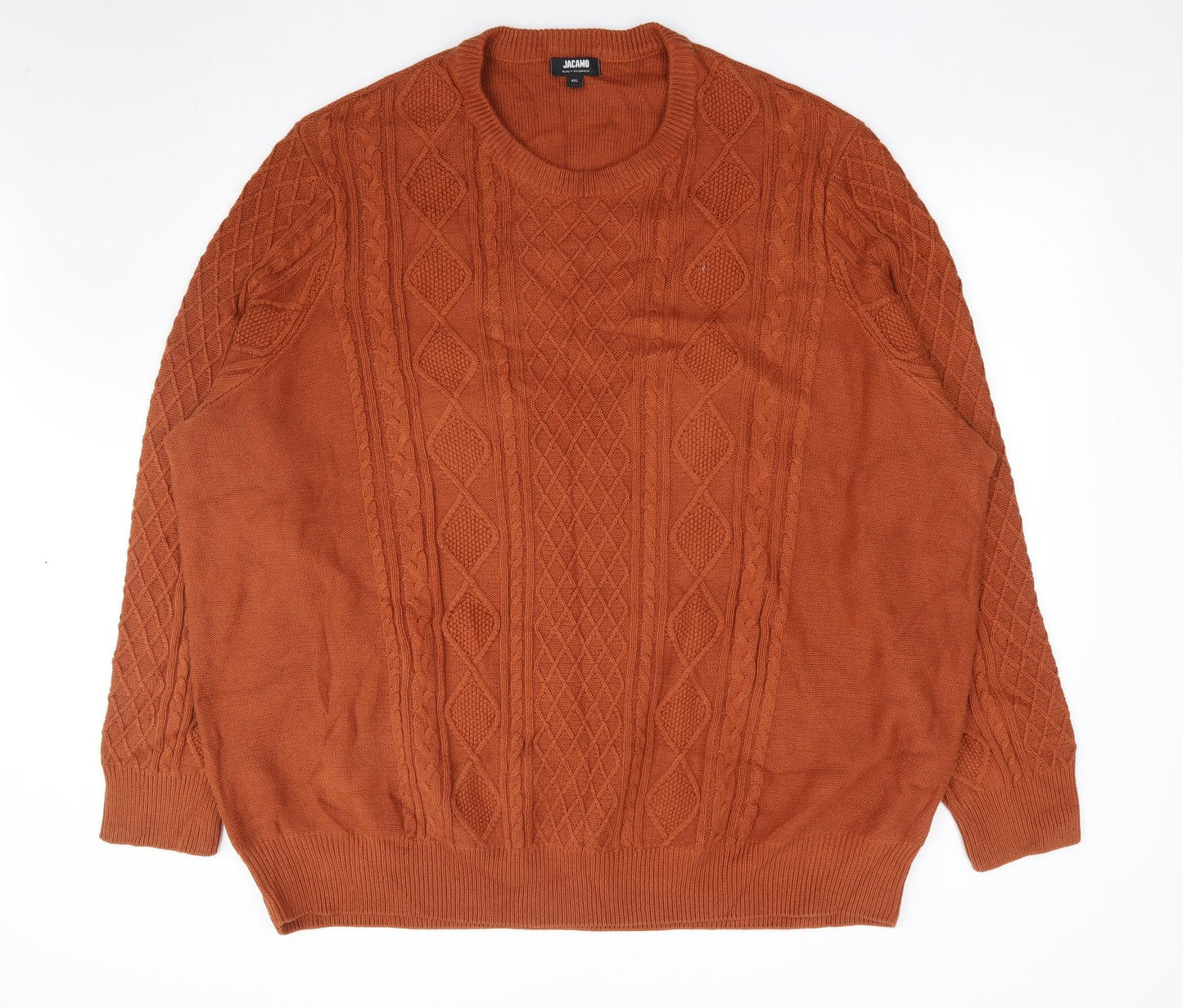 Jacamo Mens Orange Round Neck Cotton Pullover Jumper Size 4XL