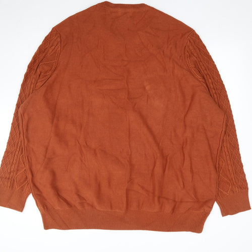 Jacamo Mens Orange Round Neck Cotton Pullover Jumper Size 4XL