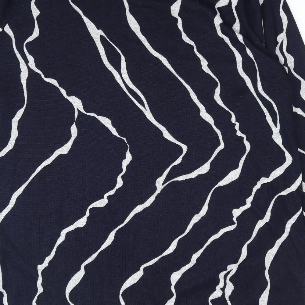 Bonmarché Womens Blue Round Neck Geometric Polyester Tunic Jumper Size 22