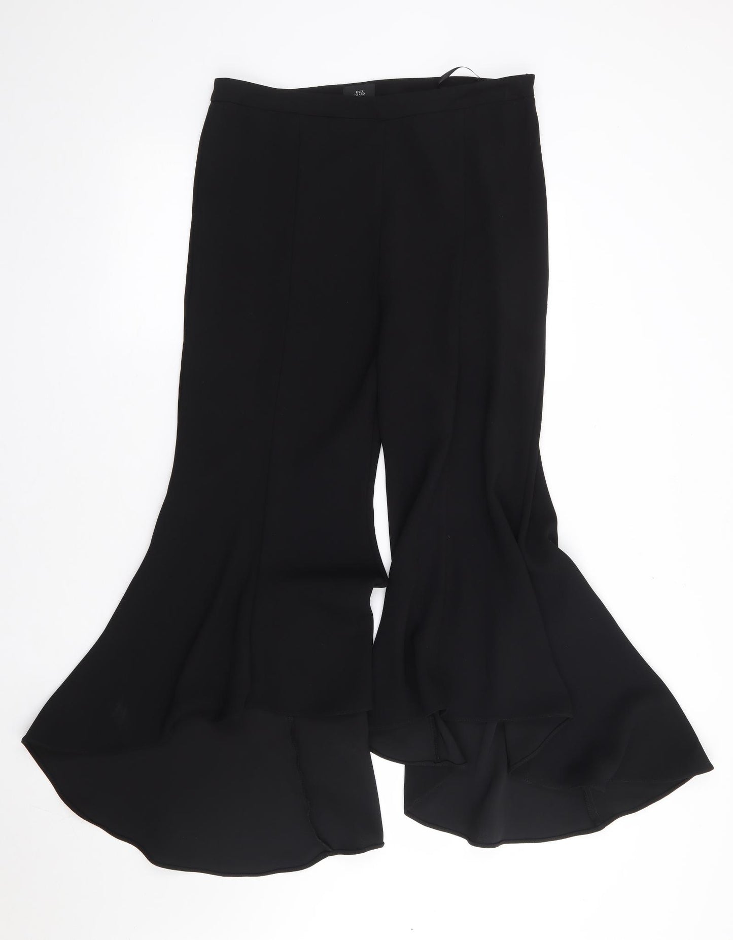 River Island Womens Black Polyester Trousers Size 14 L26 in Regular Zip