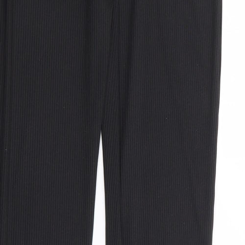 H&M Womens Black Polyester Trousers Size S L33 in Regular - Ribbed