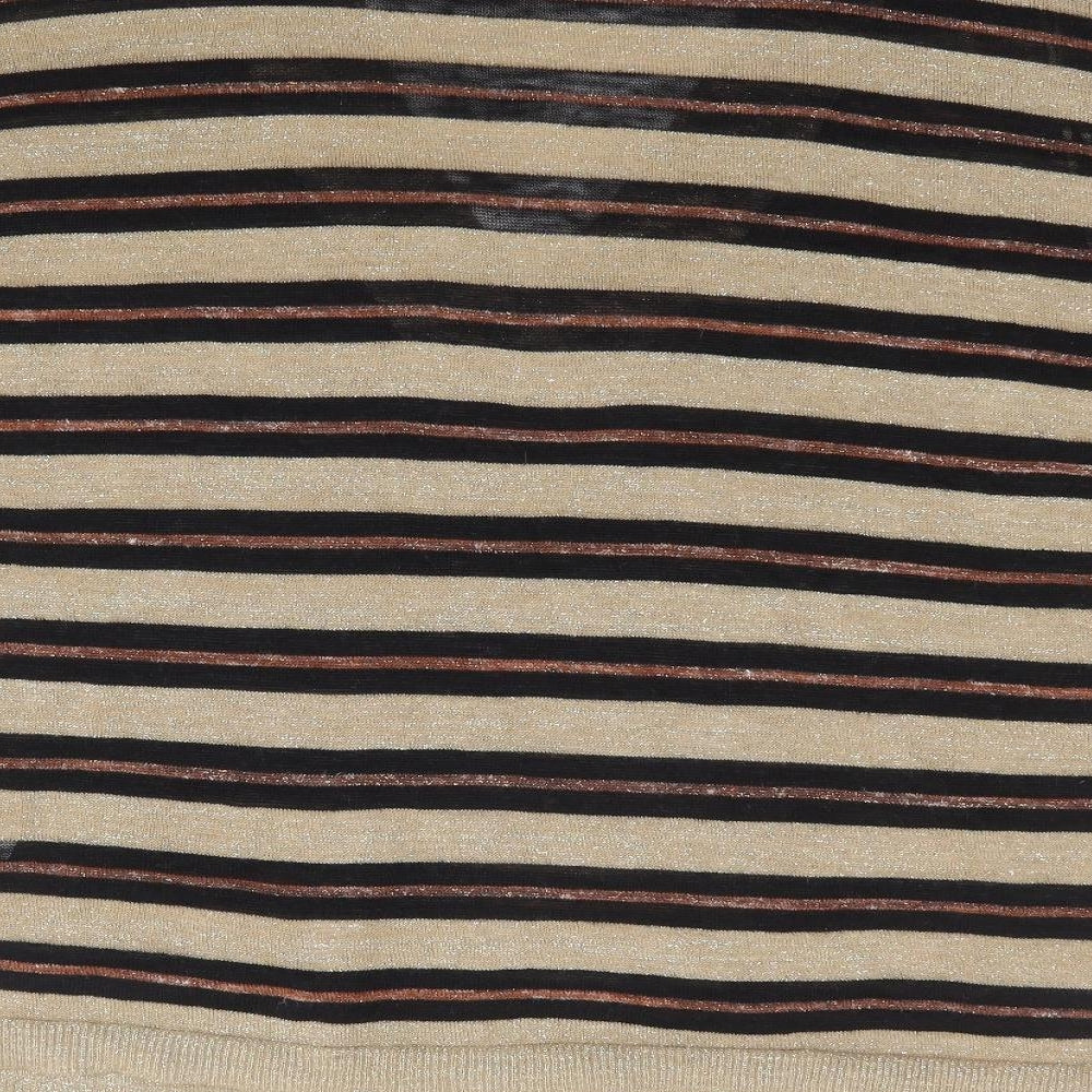 NEXT Womens Gold V-Neck Striped Acrylic Pullover Jumper Size M