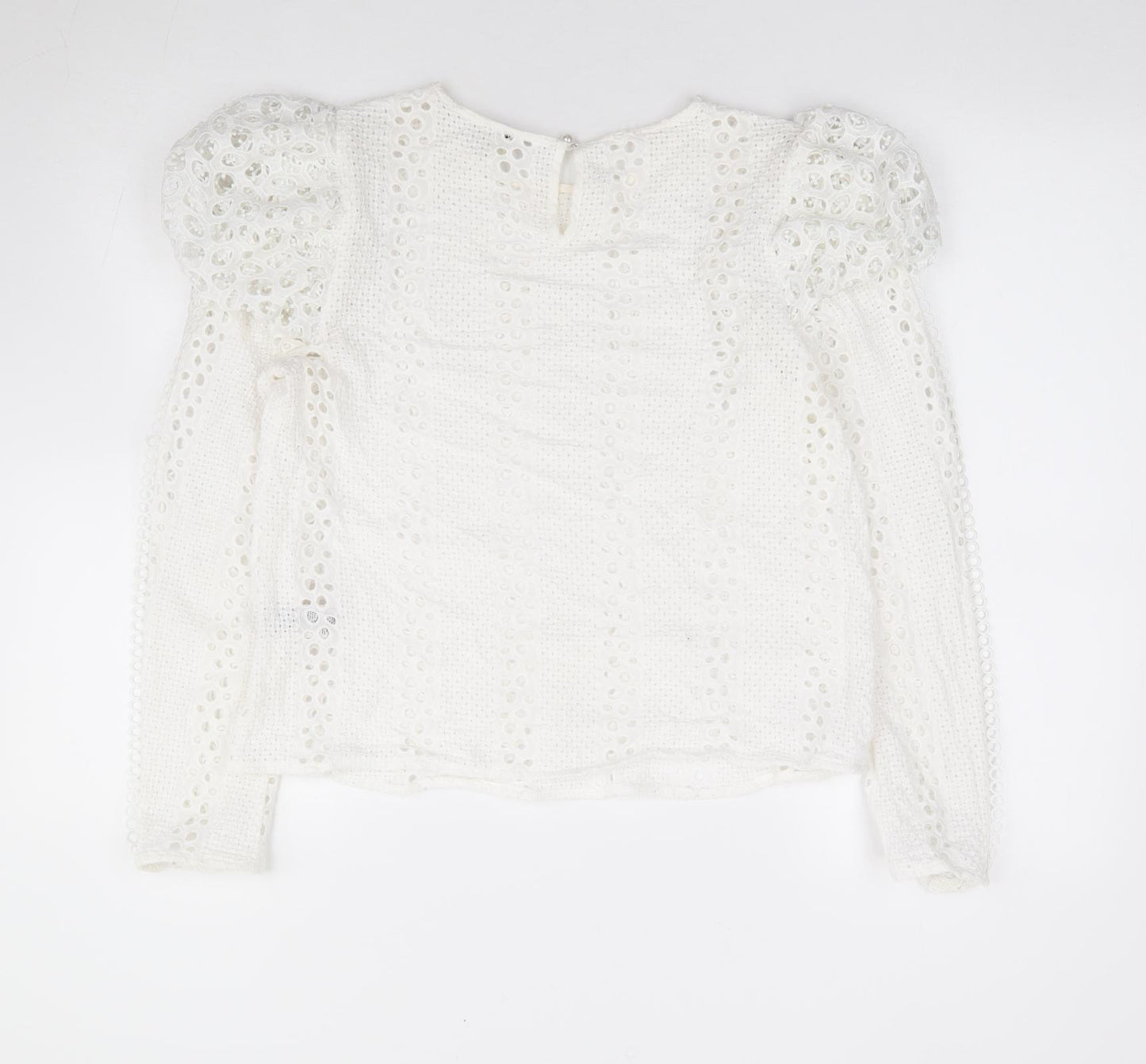 River Island Womens Ivory Polyester Jersey Blouse Size 8 Round Neck