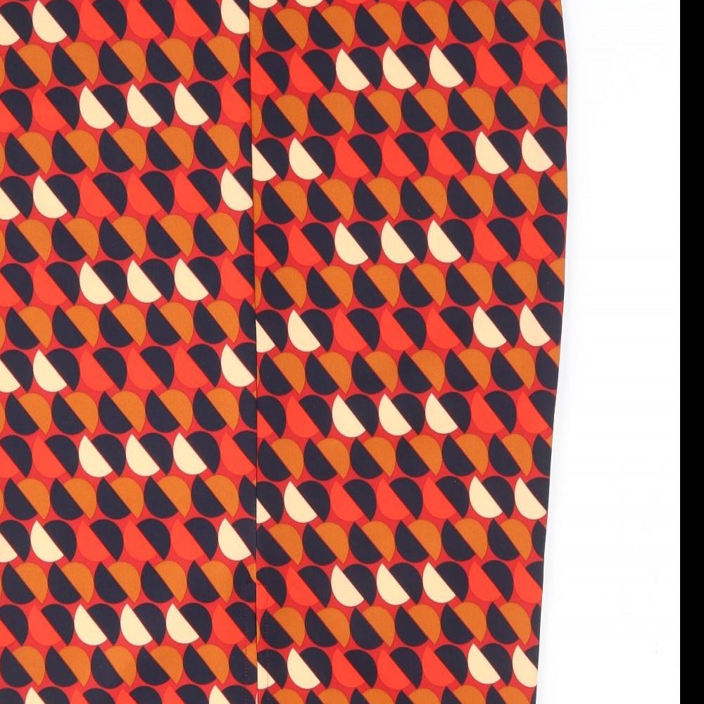 Marks and Spencer Womens Orange Geometric Polyester Straight & Pencil Skirt Size 12