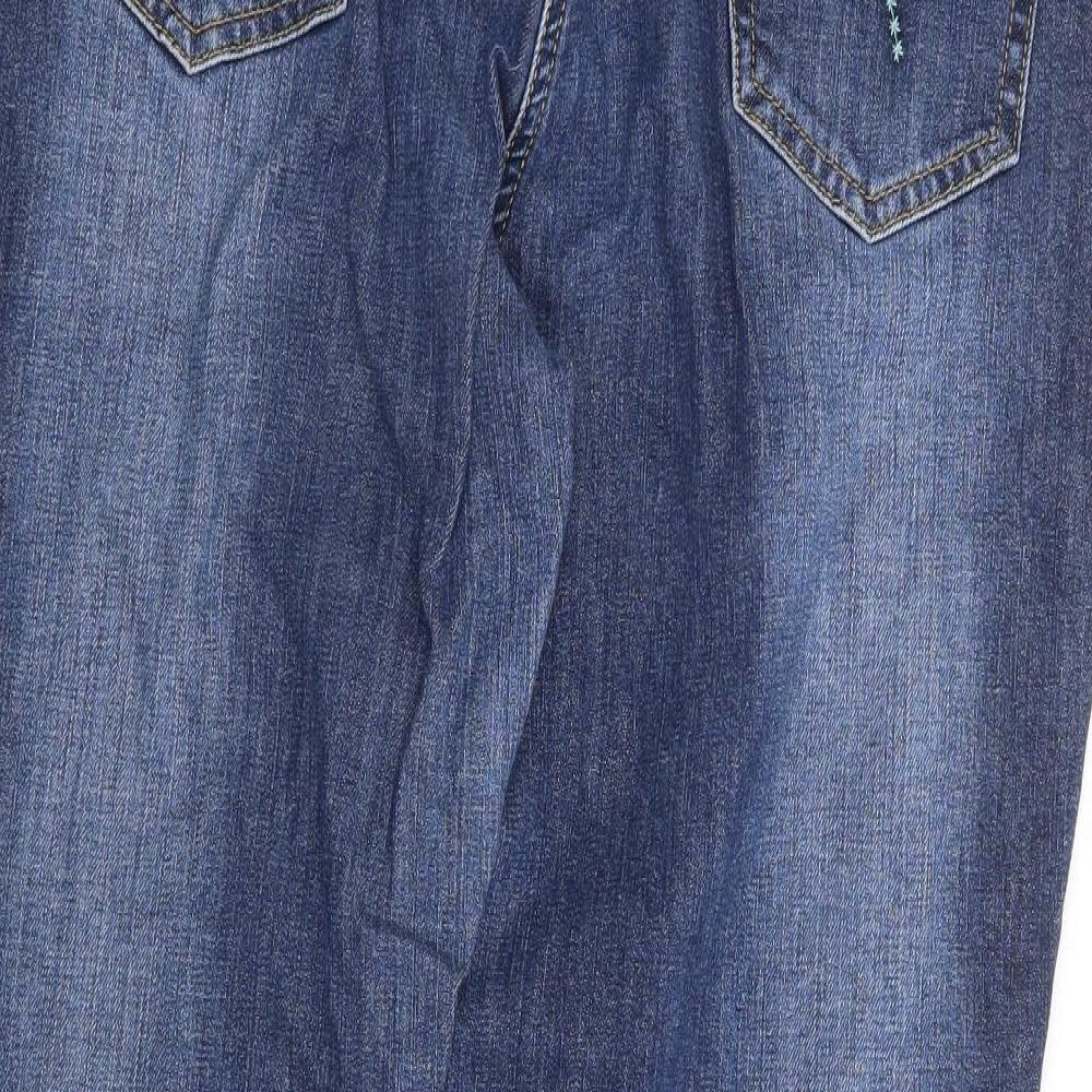 Per Una Womens Blue Cotton Straight Jeans Size 18 L27 in Regular Zip