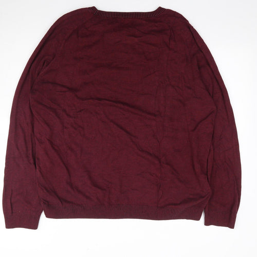 River Island Mens Red Round Neck Viscose Pullover Jumper Size 2XL