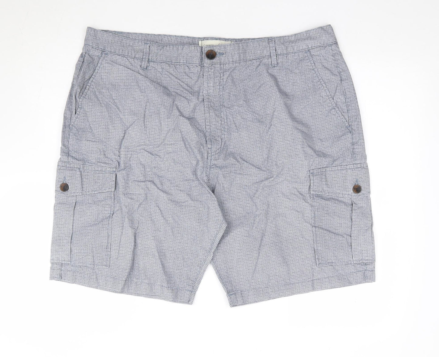 George Mens Blue Check Cotton Chino Shorts Size 42 L10 in Regular Zip